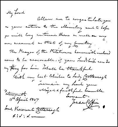 Letter from Isaac Coffin