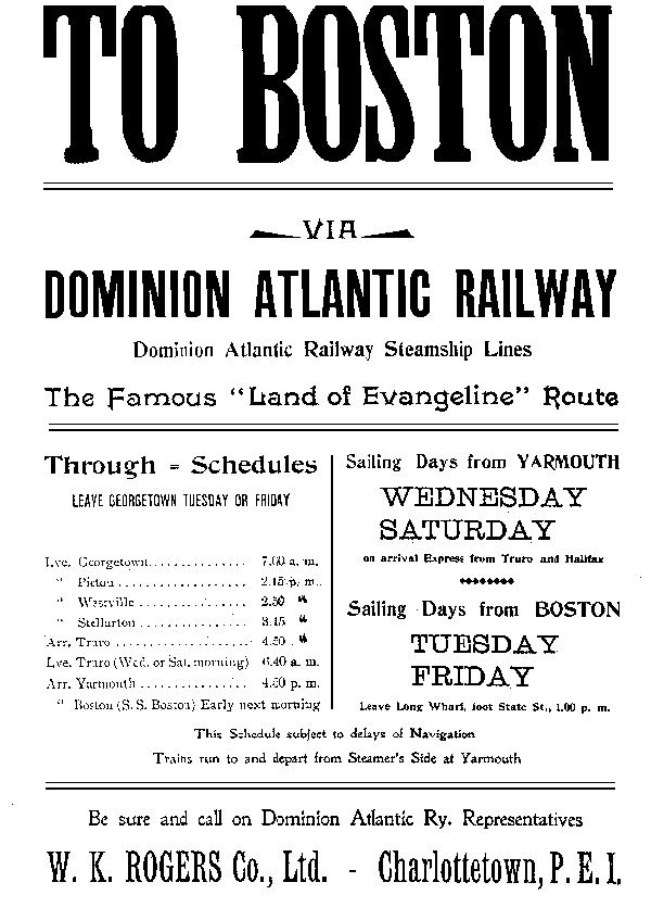 Dominion Atlantic Railway Steamship to Boston
